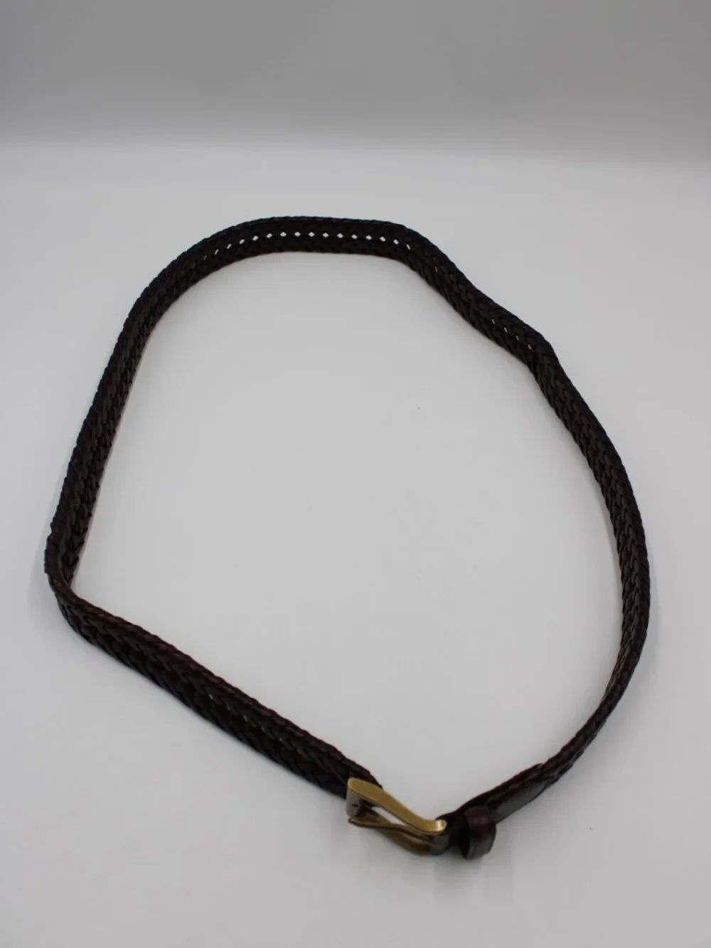 Braided Woven Brown Imitation Leather Belt Men's Size 38-40 Dress Casual 1.25